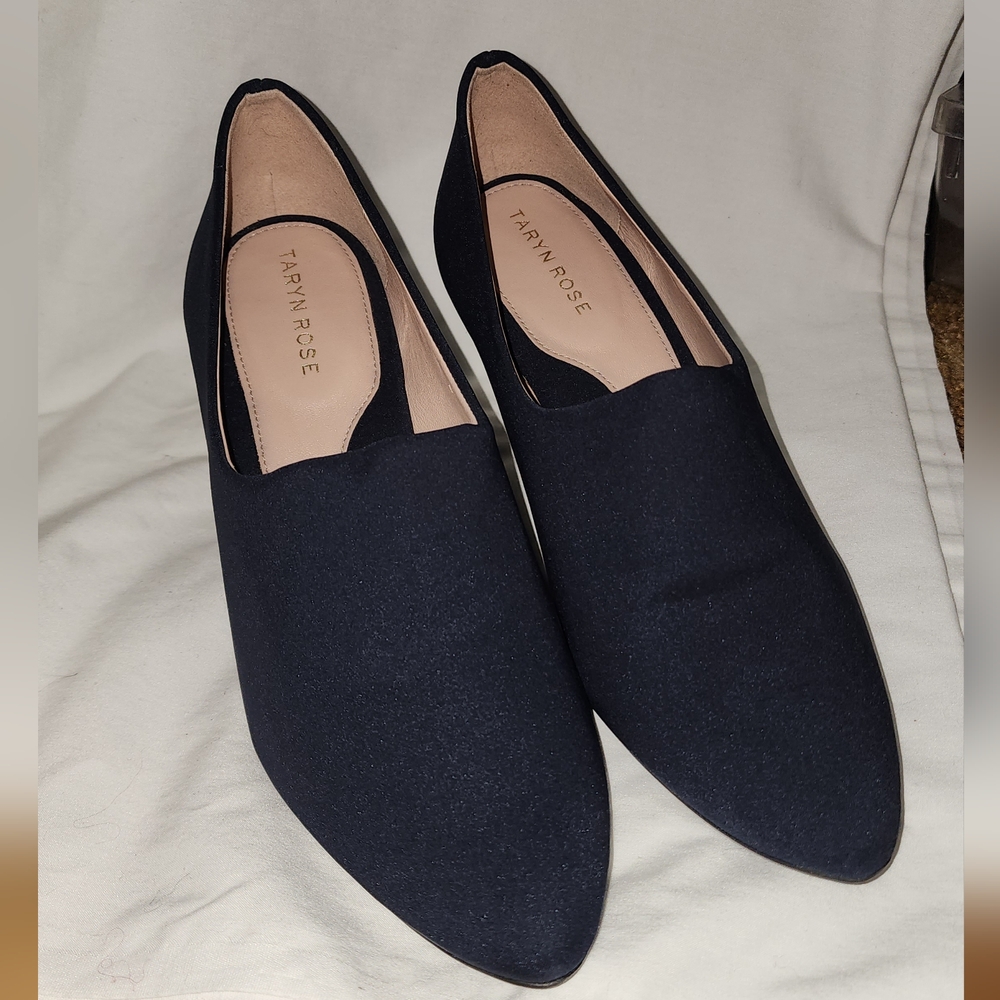 Taryn Rose Navy Slip-On Wedges